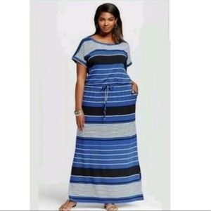 Ava & Viv Long Short Sleeve Striped Dress